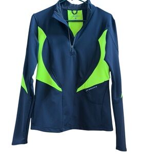 Brooks Black and Neon Green cycling long Sleeve Pullover shirt women’s M